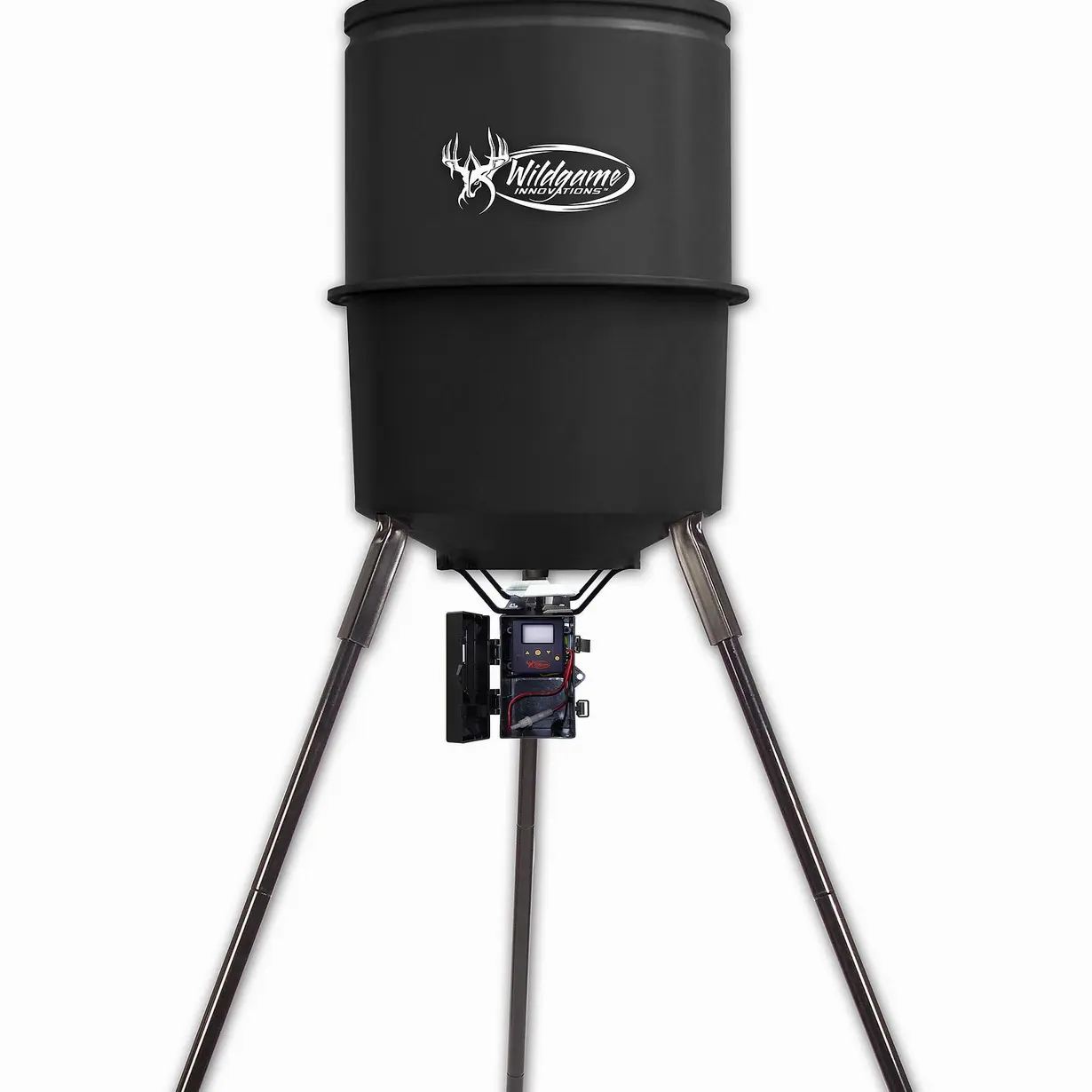 WILDGAME INNOVATIONS Quick-Set 225 lb Game Feeder with Digital Timer | Durable Tripod Corn/Pellet Hunting Feeder with 1-4 Available Feed Times & 30-feet Radius