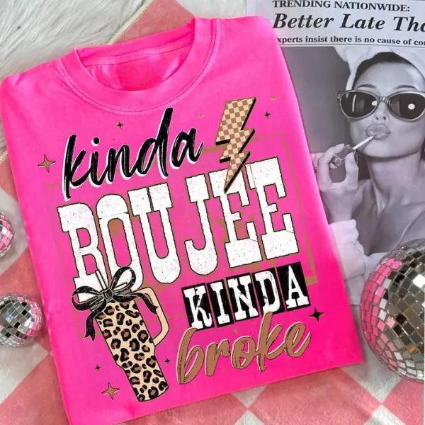 Coquette Choco Leopard T-shirt, Kinda Boujee Kinda Broke Shirt, Coquette Bow Snarky Tee, Motivational Sublimation Top, Antisocial Shirt