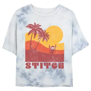 Junior's Lilo & Stitch Colorblock Sunset Stitch T-Shirt
