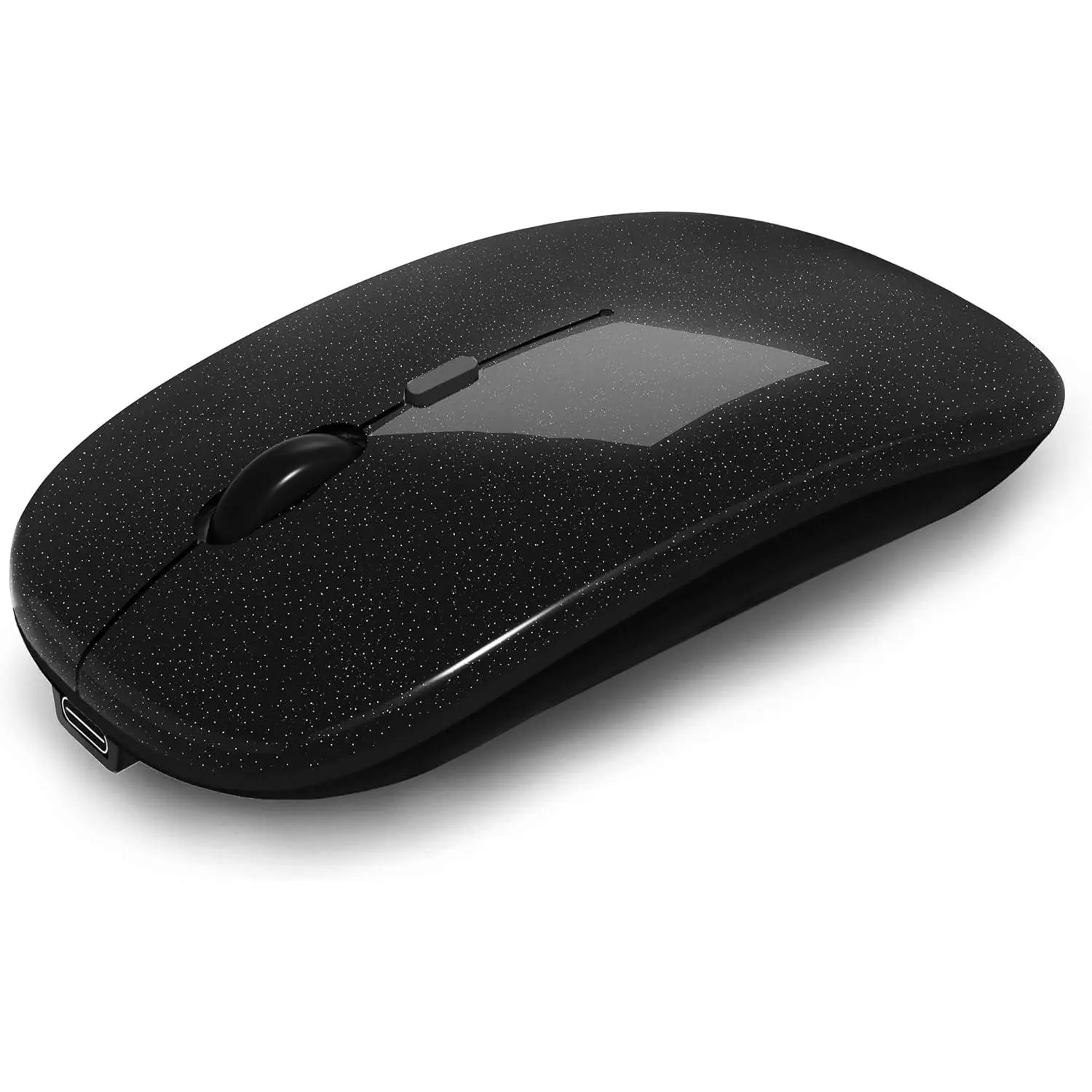Wireless Bluetooth Mouse - Cable-Free, Rechargeable, Dual Mode Bluetooth 5.2 & 2.4G USB, LED Lights, Slim, Silent, Portable Tablet Mouse for Laptop, PC, MacBook (Bright Black), Cable-Free Mouse