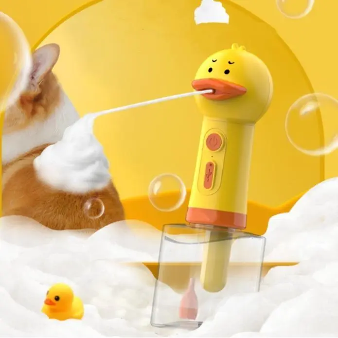 Electric Duck-Shaped Pet Foaming Bath Dispenser 350ml IPX5 Waterproof Multi-Purpose Use for Dogs & Cats, Gentle Skin-Safe Bathing Tool. Valentine's Day gift