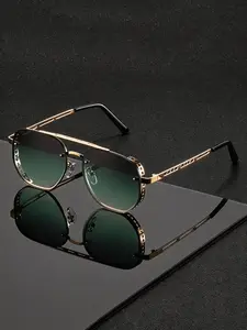 New Trendy Fashion Round Frame Glasses, Hollow Out Decorative, Unisex Casual Design, Suitable for Outdoor Activities, Parties, Gifts