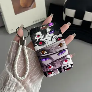 Sharingan Rinnegan Eyes Pattern Design Plastic Id Card Holder With Lanyard for Doctors, Nurses, Students-Bus Card Case, Campus Card Protector Perfect Halloween Christmas Gift