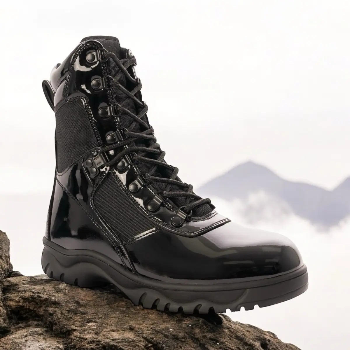 ROTHCO Men's 8-Inch Forced Entry Tactical Boots, High-Gloss Nylon Patrol Footwear with Side Zipper and All-Weather Grip Sole