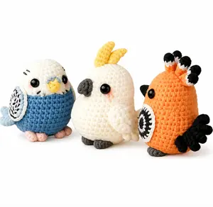 TIKA Beginner Crochet Kit 3-Pack Parrots with Step-by-Step Video Tutorials, DIY Amigurumi Animal Crochet Set for Adults and Kids