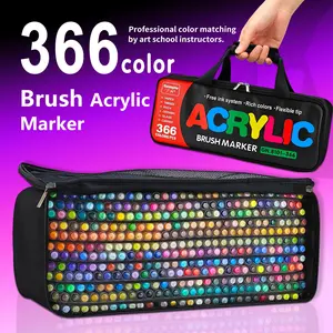 GuangNa's classic 366-color professional illustrator version acrylic paint marker pen, featuring direct liquid automatic ink control acrylic paint marker, offers a vast array of colors. With its felt-tip (soft tip) design, the brush stroke is elastic