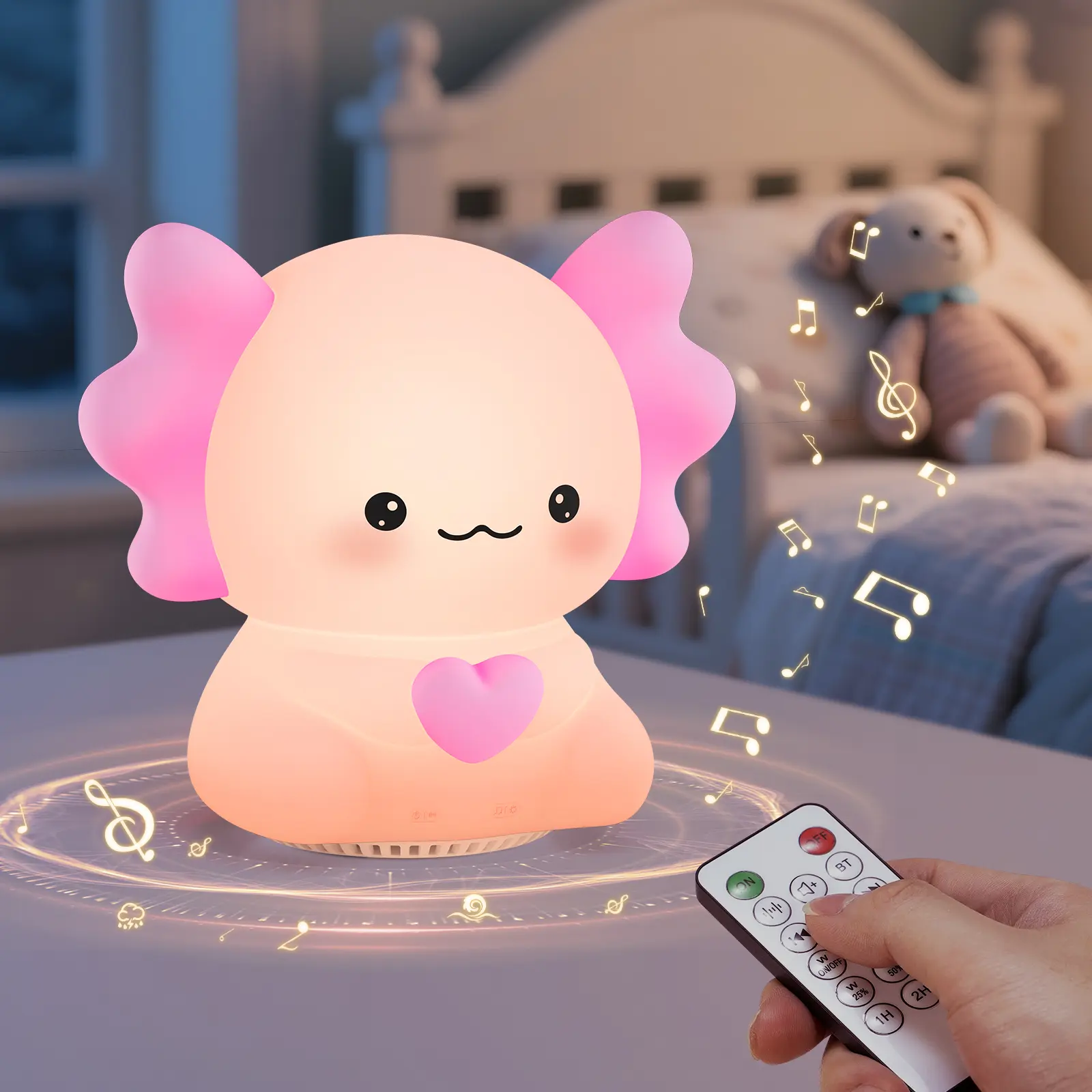 Adorable Axolotl Sleep Aid Light - Touch-Control RGB Indoor Night Light for Infants, White Noise, Breathing Guidance, Soft LED Glow, USB-C Charging, Bluetooth Sync, Baby Shower Gift, Nursing Helper, Table Lamp, Bedside Companion, USB-C Cable Included, Inf