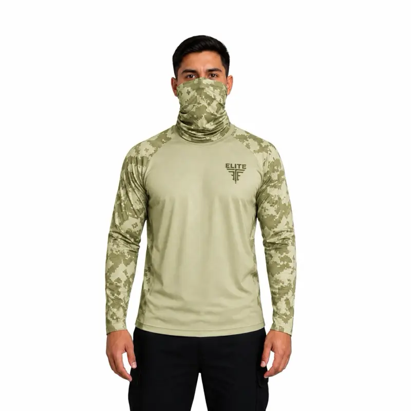 UNISEX LONG SLEEVE DRY FIT WITH MASK INCLUDED -OLIVE SAND