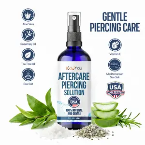 Natural Piercing Aftercare Spray Ear & Nose | Pure Saline Solution | Piercing Bump Treatment | Earring Keloid Removal, 2oz Oral Nozzle