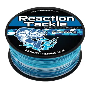 Reaction Tackle Pro Grade Braided Fishing Line - 4 and 8-Strand Blue Camo Metered Braid - Zero Stretch & Abrasion Resistant - 6lb to 300lb - 150yd to 3000yd Bulk Spools