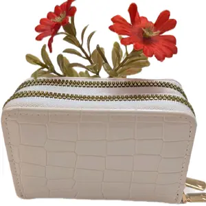 Minimalist Double Zipper Wallet with Butterfly & Heart Pattern - Large Capacity Multifunctional Card Holder in White and Black  $5.00 Each