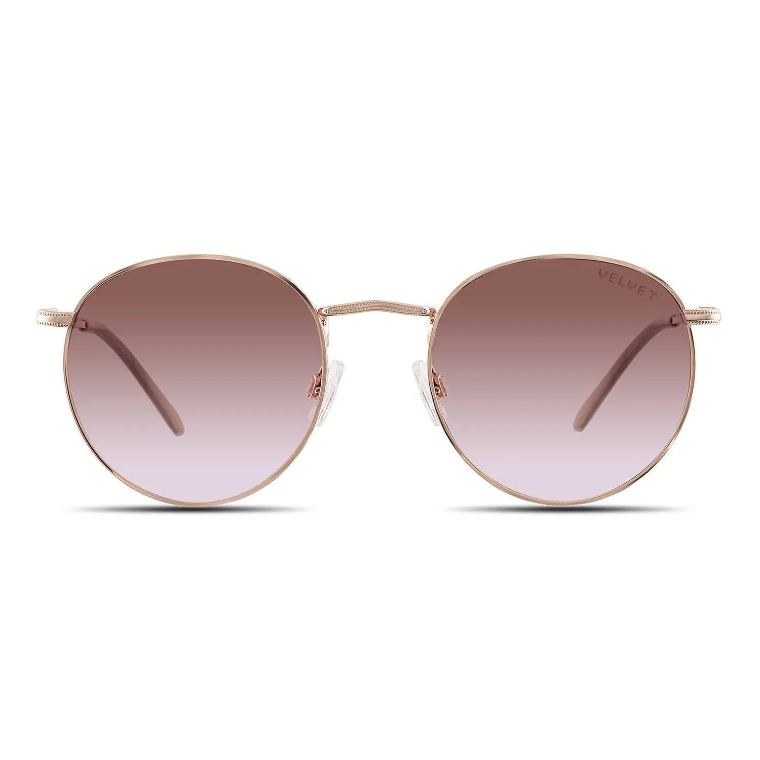 Velvet Eyewear Yokko Sunglasses V757RG26 Rose Gold Frame Brown Rose Fade Lens Small Size 50mm x 20mm x 140mm Unisex 100% UV Protection