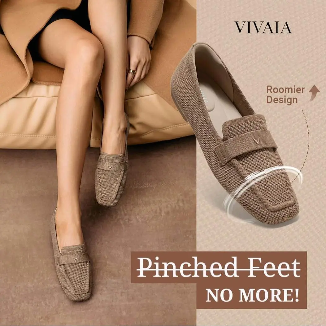 VIVAIA Arch Support Square-Toe Knit Icon Loafers, Mesh Loafers, Slimming Fit With Herbal Arch Support, Lightweight Shoes, Portable Office Work, Travel Essentials, Commute Shoes, Work shoes, Comfortable Loafers, penny loafers(Silvie)