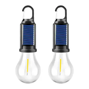 Portable Solar Camping Light – USB Rechargeable LED Tent Lantern, Camping Gear with Hook, Outdoor Waterproof Emergency Bulb