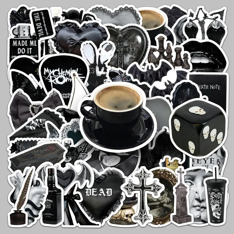 50 Dark Gothic Cool Trendy Fun Personalized Waterproof Stickers for Suitcase and Phone Case Decoration