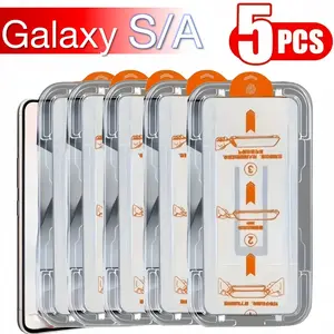 5-piece Screen Tempered Glass Protective Film for Samsung Galaxy S25 Edge S24 S23 S22 S21 A56 A55 A54 A53 A36 A35 A34 A26 A25 A16 A15 A06 A05 5g 4g, Mobile Phone Accessories with Positioning Function, Dust-free Film, 9h Hd Supports Fingerprint Unlocking