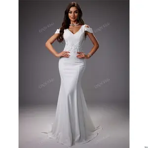 Decoration Dress Gorgeous Elegant Embroidered With Waist White Wedding Bridal
