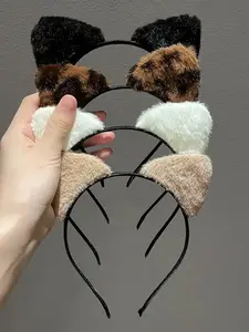 Cozy Cat Ear Headband with Fluffy Pom-Poms - Soft Black Faux Fur for Halloween Christmas Party, Cosplay, Date Night & TikTok Aegyo Trend - Cute Kitty Ears Hair Accessory for Women & Girls