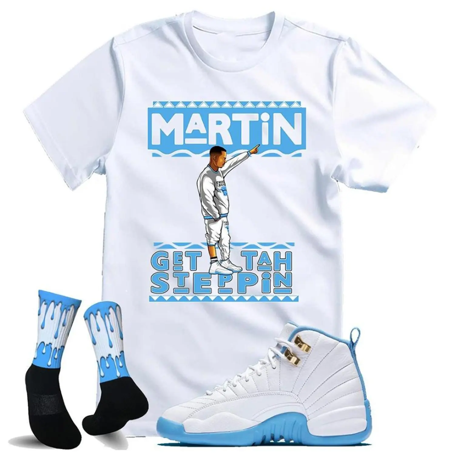 Fitz 4 Kickz T-Shirt Perfectly Matching JD 12 Melo University Blue Sneakers
