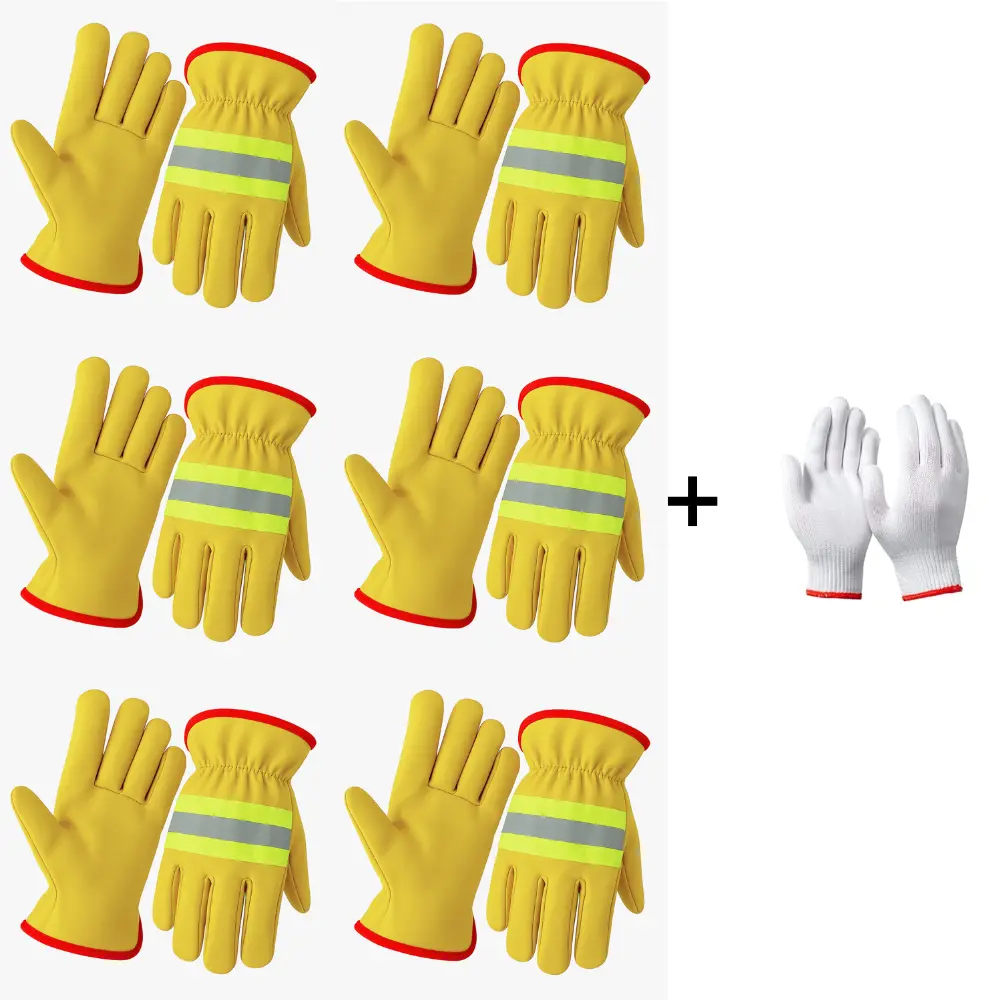 PAKNADA 6-Pair Sheepskin Leather Work Gloves – Soft Leather, Durable Grip, Safety Work Gloves for Construction & Outdoor Use