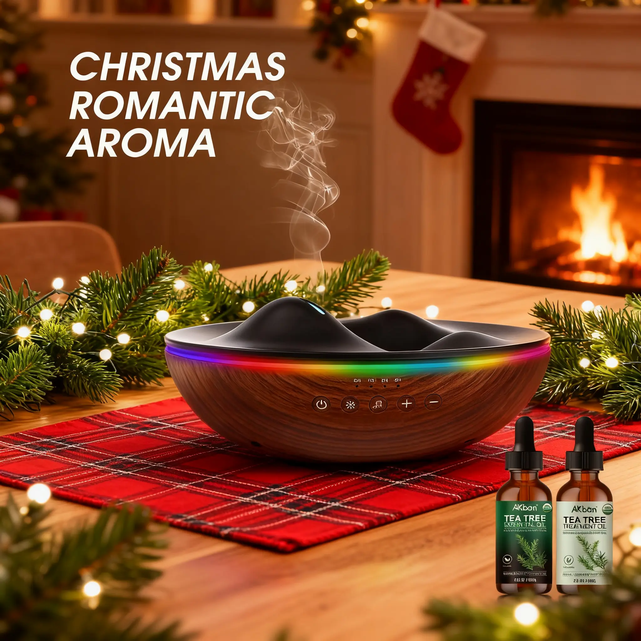 500ml Home Cool Mist Humidifier - Built-in Bluetooth Speaker, Air Purification, 5-Button Adjustable Strength, Timer, Day-Night Mode, 7-Color LED Lights Nightlight, Scented Essential Oil Compatible, Sleep Aid, Free Tea Tree Essential Oil Set, 5-Button Stre