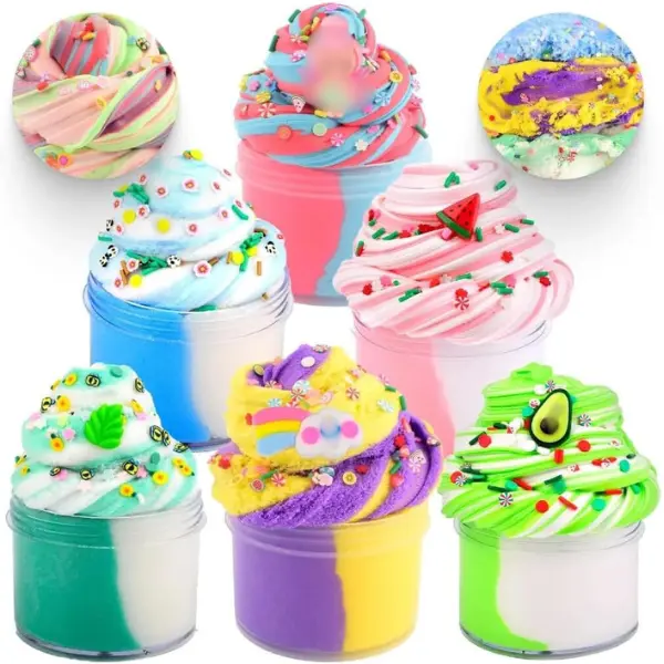 Mother's Day Gift 6 Pack Slime Kit of Butter & Cloud Slime, Premade Crunchy Putty with Various Slime