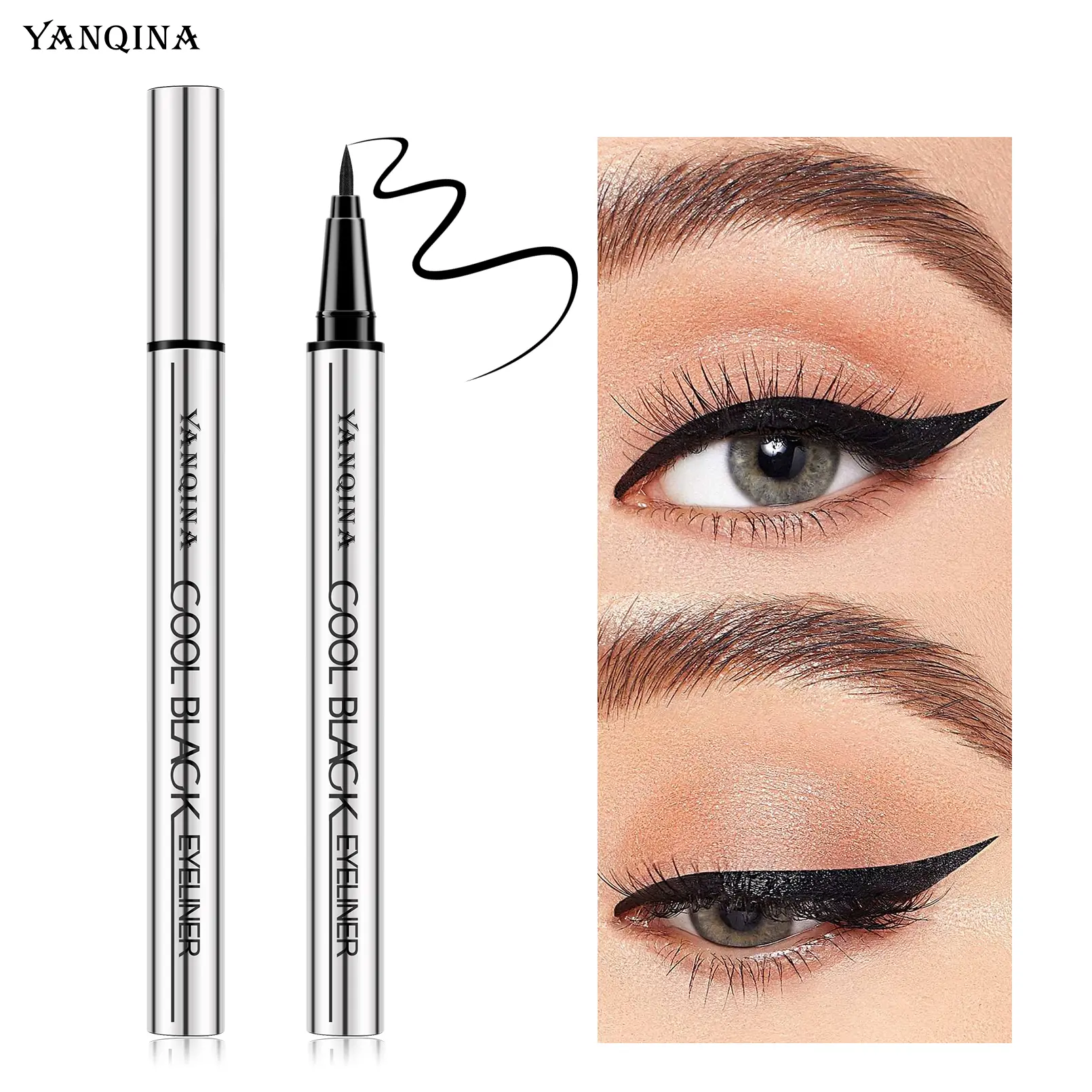 Quick Dry High Pigment Liquid Eyeliner Pen, Deep Black Matte, Ultra Fine Tip, Smooth Glide Eyeliner for Natural Look Makeup