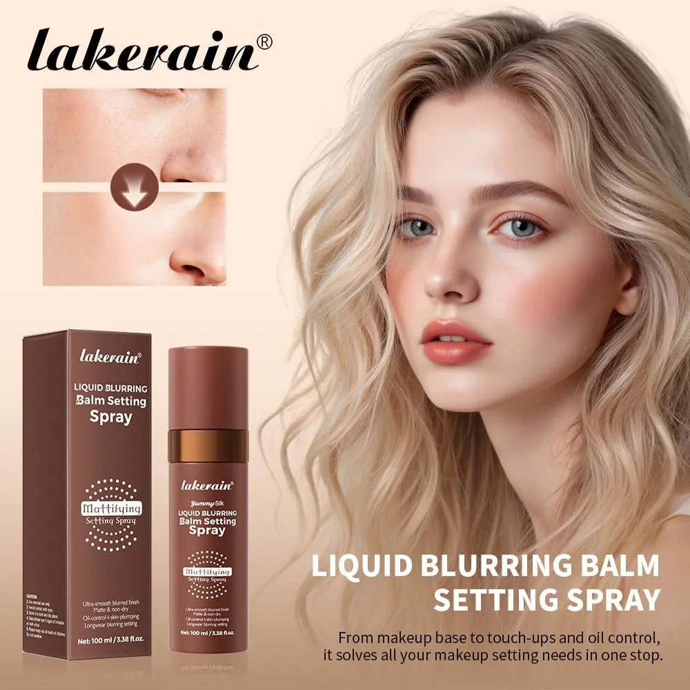 Lakerain Liquid Blurring Balm Setting Spray Long Lasting Moisturizing Repairing Oil Control Matte Blurred Finish Setting Spray