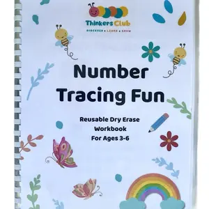 Tiny Thinkers Club Number Tracing Fun and Dot to Dot Reusable Dry Erase Workbook Ages Ages 3-6