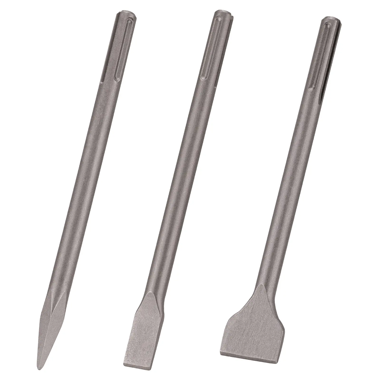 3 pc. SDS-Max Shank Chisel Set with Point, Flat & Scaling Chisel Masonry Concrete Tile Removal Bits, Compatible with All SDS Max Rotary Hammer Drills and Demolition Jack Hammers