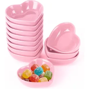 12PCS 3.2inch Heart Shaped Bowl For Candy Lovers, Office Desk Decor, Home Snack Display, Valentine'S Day, Wedding Celebrations, Birthday Parties, Family Kitchen Use