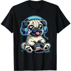Funny Pug Gamer Dog Gaming Pug Pugs Video Game T-Shirt