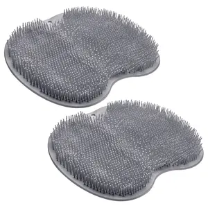Silicone Shower Foot Scrubber Mat - Wall-Mounted Back & Feet Exfoliating Pad, Massage Soft Bristles | Suction Cups, Bathing Accessory for Men & Women