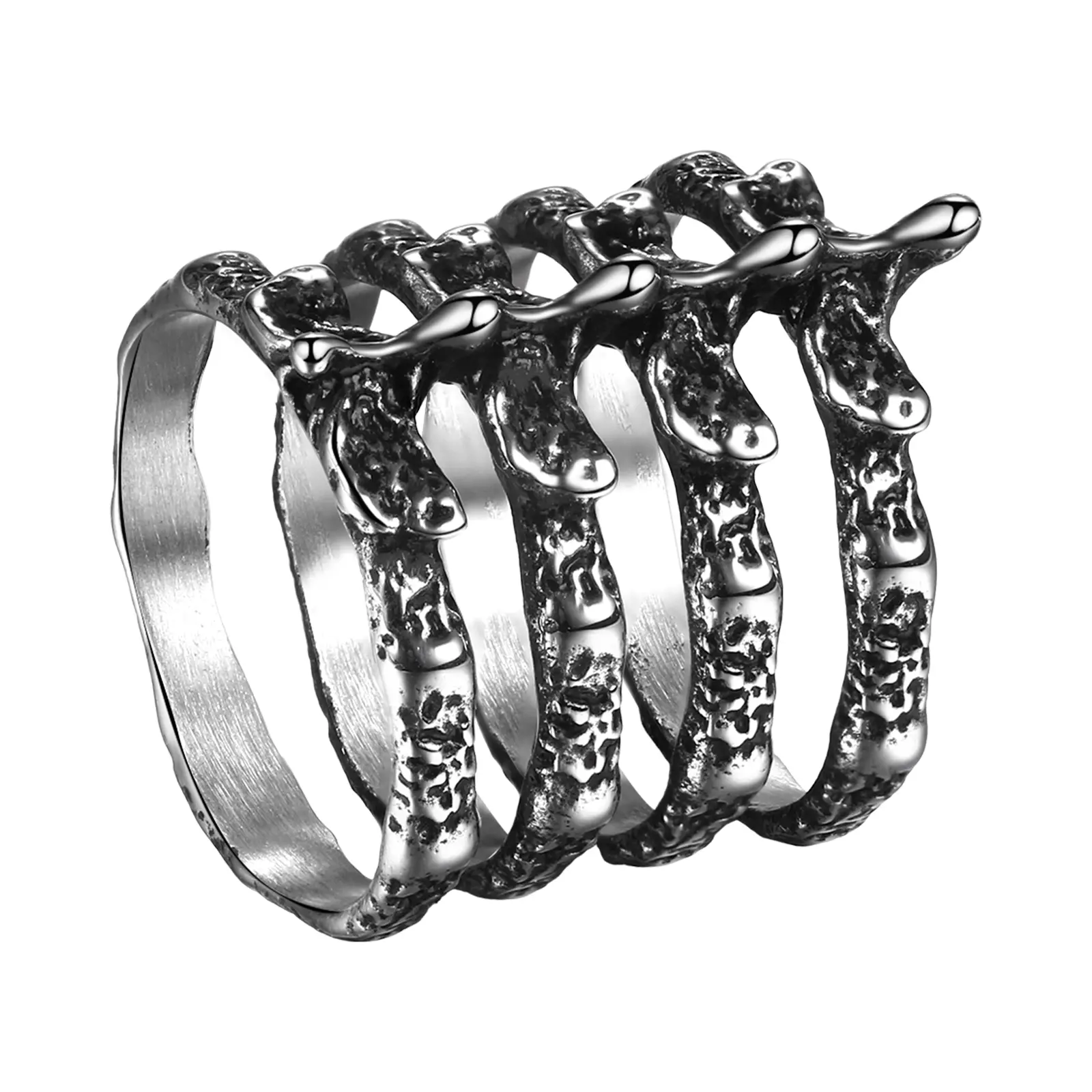 OIDEA Unisex Gothic Punk Spine Ring - Stainless Steel, Metal Coating, Edgy Bold Vertebrae Design Biker Ring, Unique Cool Statement Gift for Men Women, Concerts, Rock Music summerwins,summerwins