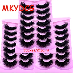 New Mink Lashes Wholesale 3 boxes / 21 Pairs 25mm Eyelashes Long Wispy Messy Fluffy Lashes Bulk Makeup 25 mm Mink Eyelashes Cosmetic