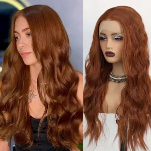 Aodbar Hairs  Reddish Brown Color Long Loose Curly Hair for Women 13*4 HD Transparent Lace Frontal Wig Pre Plucked Natural Hairline Glueless Reddish Brwon Long Deep Curly Hair for Daily, Party or Cosplay