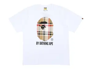 BAPE Men's A Bathing Ape Check by Bathing Tee White/Beige, from StockX