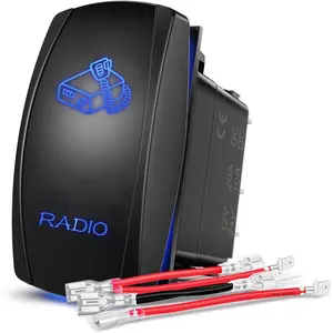 Nilight Radio Rocker Switch Led Light Bar 5 Pin Laser On Off SPST Switches 20A/12V 10A/24V Blue with Jumper Wires Set for Cars Trucks Boats ATVs UTVs RVs