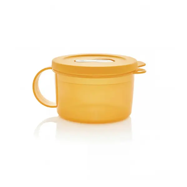 Tupperware  Soup Mug Storage Container 2-Cup 520 mL Reheatable Microwaveable Leakproof Kitchen Supplies with Ergonomic Handle & PLUS Stain Guard Technology, papaya, blue
