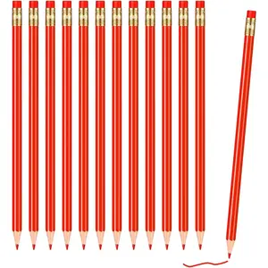 12 count Checking Pencils Erasable Colored Pencils Pre-Sharpened 2 HB with Erasable Tops for Checking(Red)