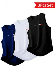 Men's Breathable Polyester Sport Tank Top, Sleeveless Gym Tops, Paris Print, Casual Loose-Fit, Ideal for Gym, Running, Outdoor, Summer Wear, Gift Idea, Vests