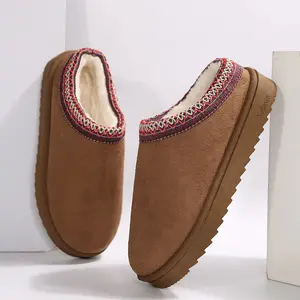 Women's Boots Stylish Comfortable Suede Flat Slip-On Snow Boots for Warmth and Fashion - Short Design Shoes for Indoor and Outdoor Footwear