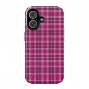 Pink-purple plaid, Scottish plaid phone cases, suitable for iPhone17 ProMax, 16Pro, 15, 14, 13, 12, double-layer protective cases, smartphone cases