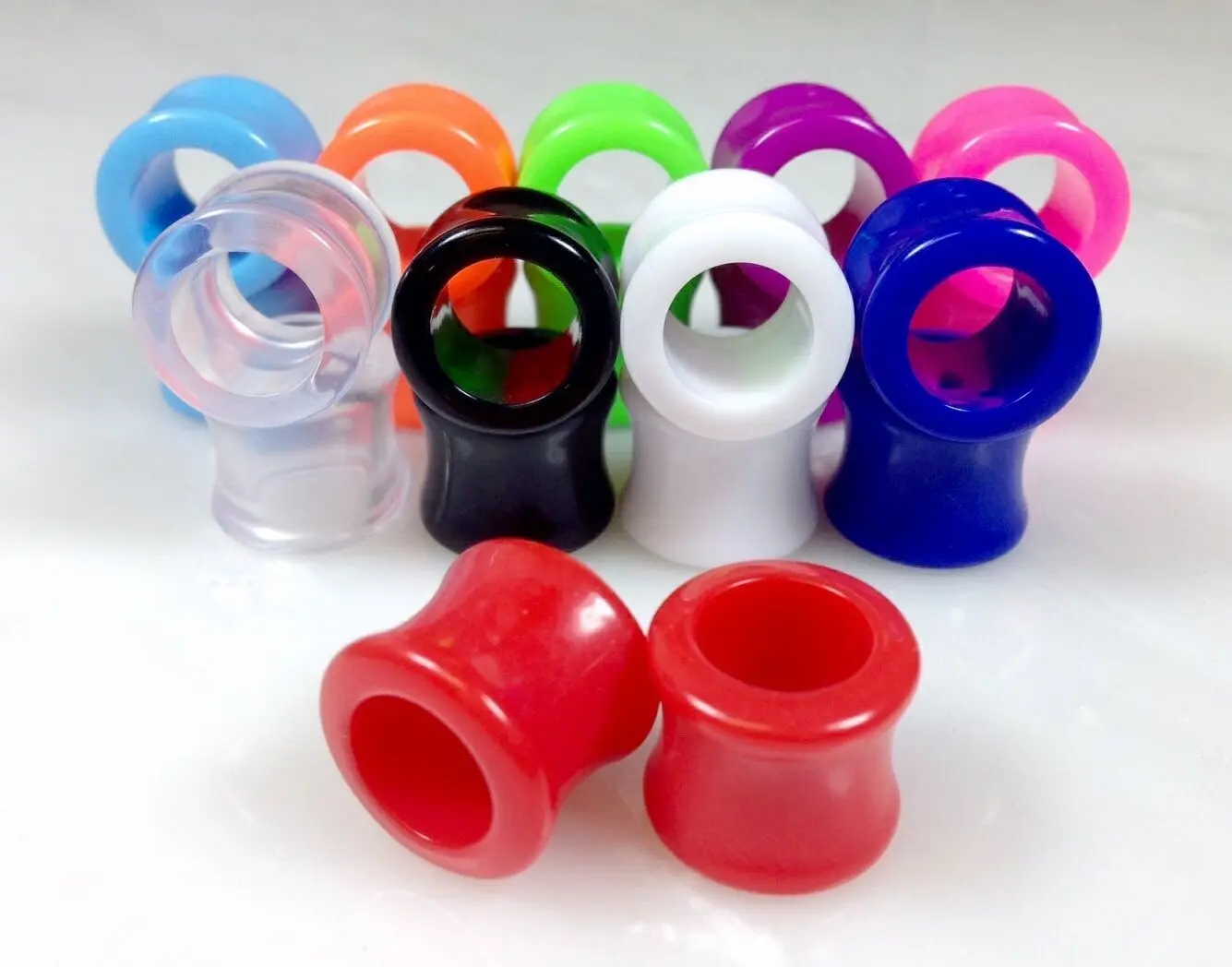 PAIR Solid Color Ear Tunnels Plugs Gauges Earlets - 3mm through 30mm