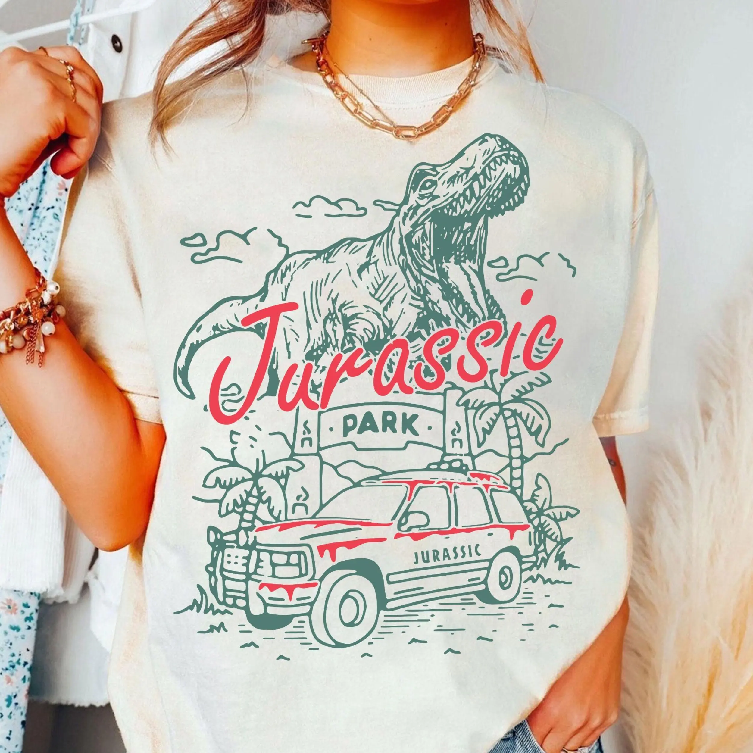 Comfort Colors Jurassic World Park Trip Y2k Graphic Tee, Jurassic Dinosaur T-rex Park Vacation Trip Unisex T-Shirt - Perfect Gift for Fans