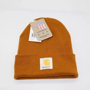 Carhartt Brown Cap Winter Beanie  Men's Workwear Hat Cozy Unisex Adults 100% Acrylic Stretchable Rib-Knit Fabric