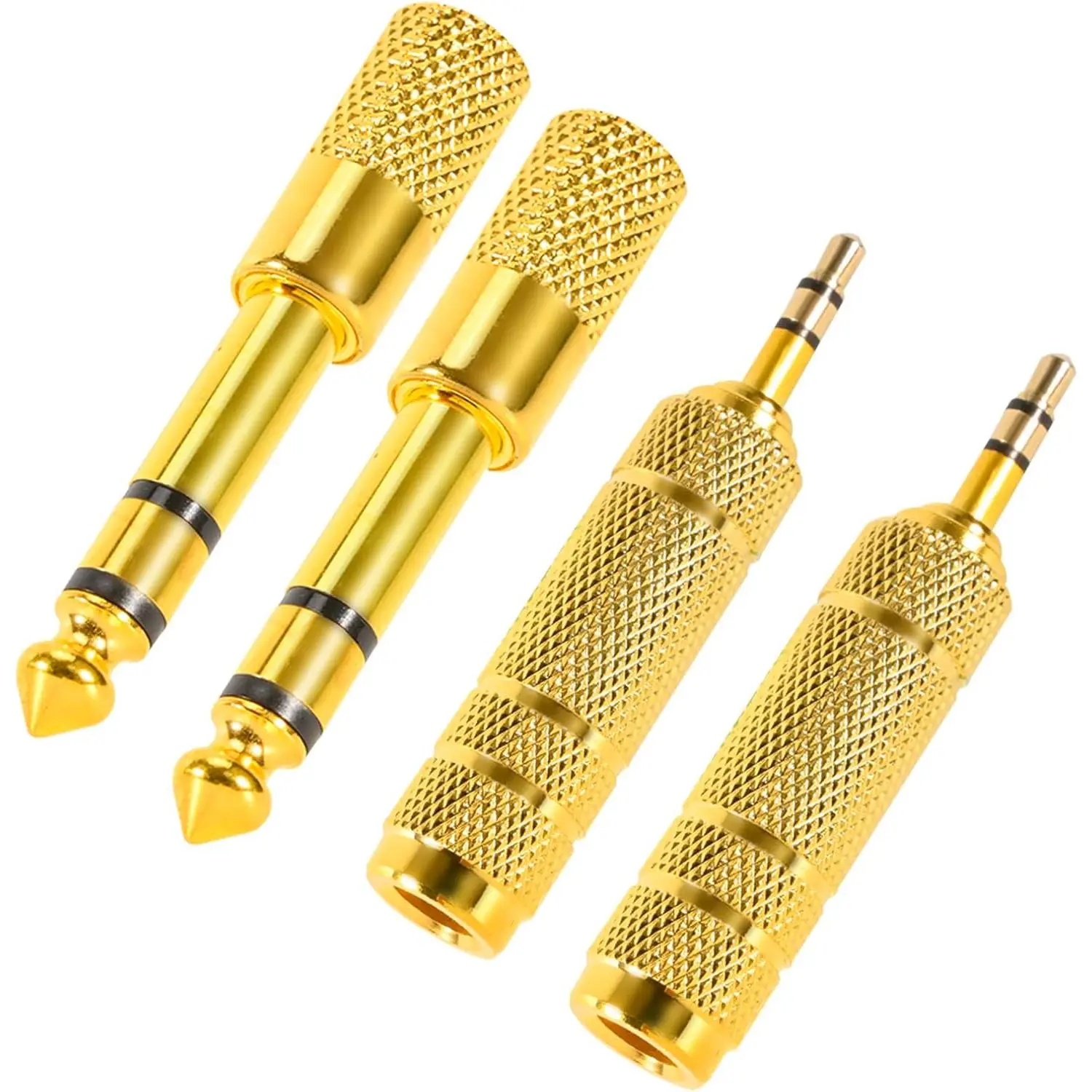 SQ-APT012 4 Pack Headphone Jack Adapter - 3.5mm (1/8 inch) Male to 6.35mm (1/4 inch) Female and 6.35mm (1/4) to 3.5mm (1/8) Audio Adapter for Player, Headphone, Guitar Amplifier