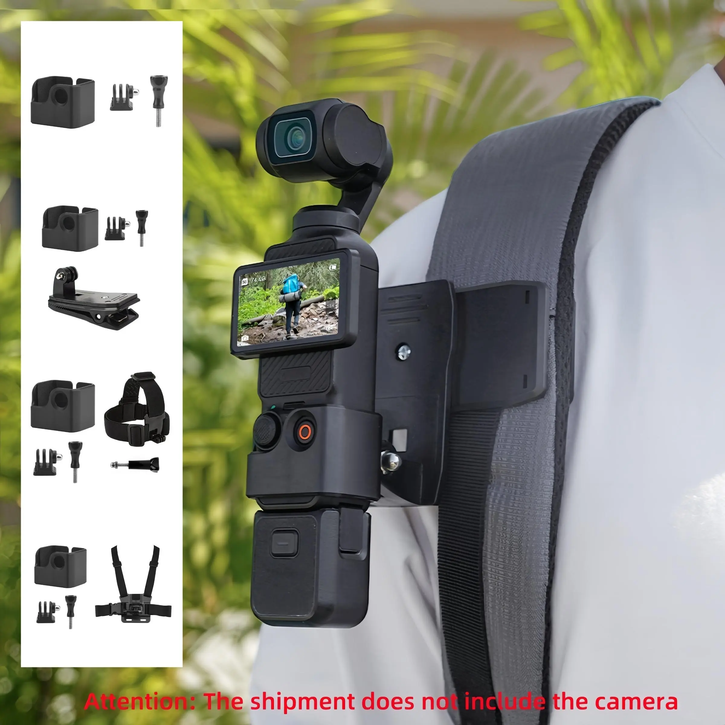 Camera Accessories Set, Adapter Frame & Backpack Clip & Chest Strap & Headband Set, Lightweight & Durable Action Camera Accessories for DJI Osmo Pocket 3, Photography Camera Accessories