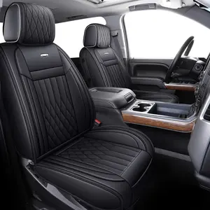 Chevy Silverado GMC Sierra Car Seat Covers Full Set, Custom Fit 2007-2026 1500 2500 HD 3500 HD Crew, Double, Extended Cab or Pickup Truck, with Waterproof Faux Leather