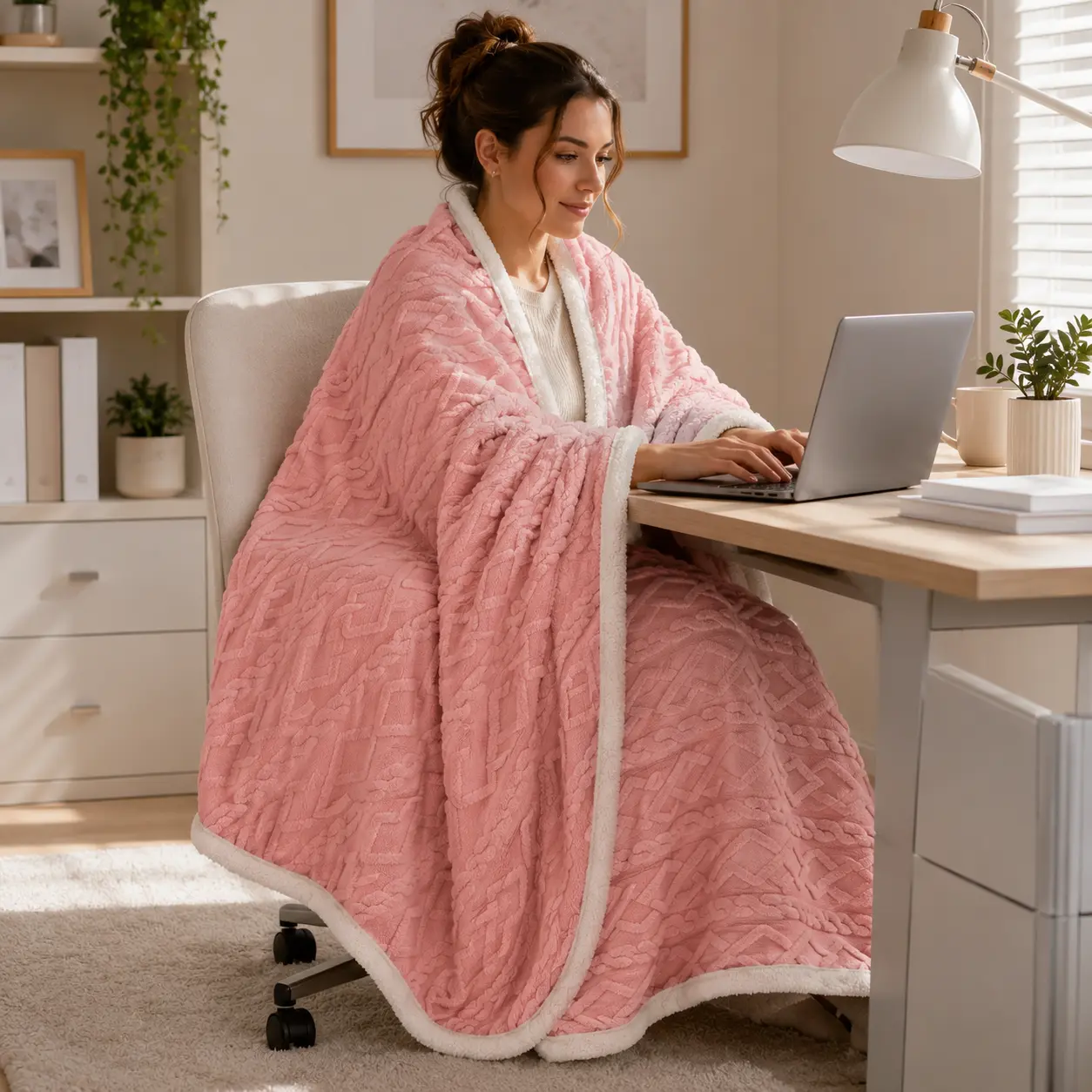 Snooztex Double-Layer Plush Sherpa Reverse Throw Blanket, Cozy Aesthetic Twoway Texture Blanket Super Soft on Skin for Indoor Use, Great for Lounging at Home and Office